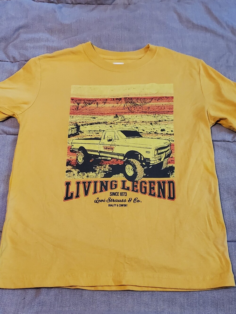 Levis  Boys Big Rig Truck T-Shirt Mineral Yellow Size M 10/12 Living Legend Tee